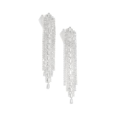 Paar Ohrhänger ADELIA´S "LIVAYA Ohrringe Ohrhänger mit Zirkonia, langes Statement-Design", Damen, Gr. Damen, silber (silberfarben), Ohrringe, modisch mit funkelnder, gestufter Silhouette