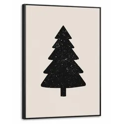 LEINWAND Bilder mit Rahmen - Weihnachtsbaum - Schwarz - Urlaub - Beige - 50x70