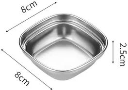 Retailers Go Gold Stainless Steel Seasoning Dish, Hot Pot Dipping Bowl, Square Soy Sauce Dish, Barbecue Snack Plate silver 01