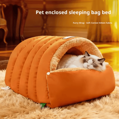 Inspire Picks CozyShield Cat Cave Bed Semi Enclosed Warm Anti Anxiety Cat House cat Bed01 47x30x20cm