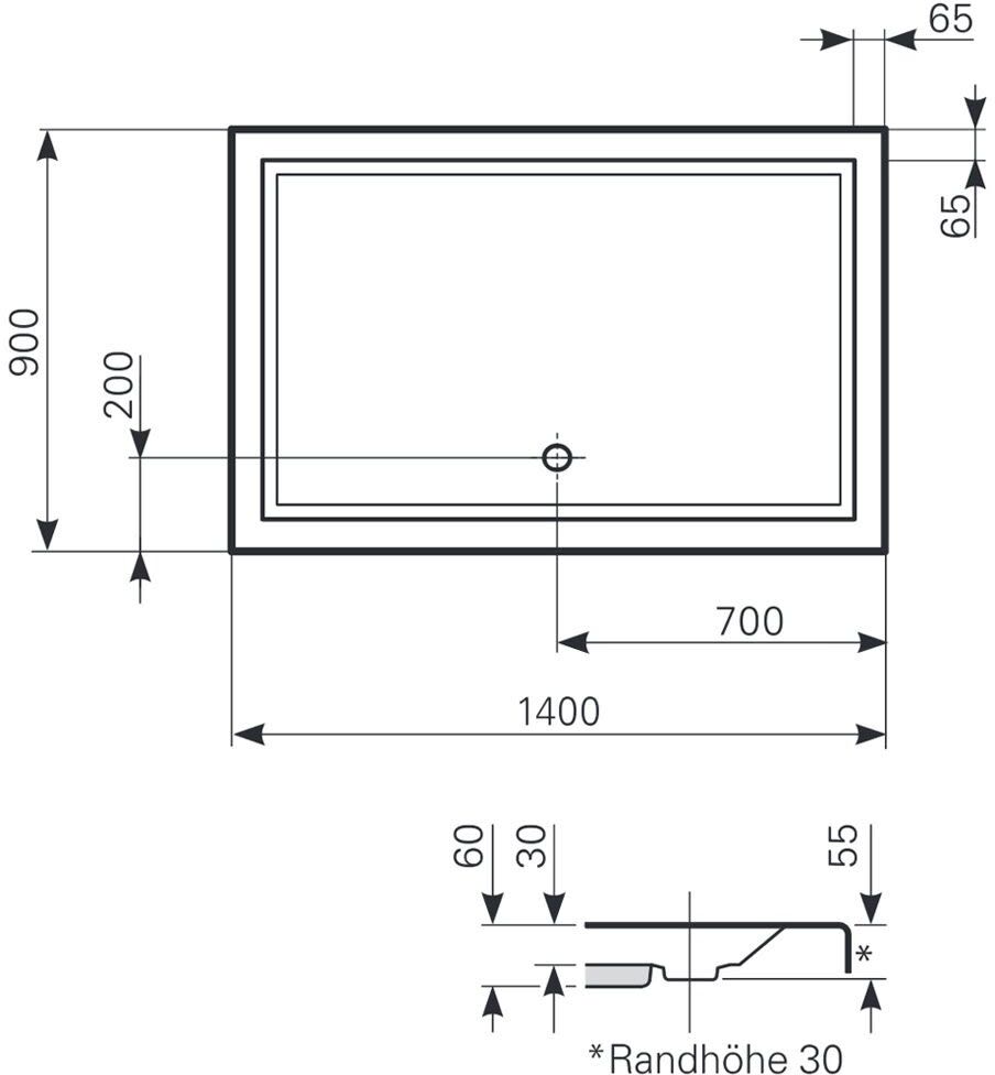 Mauersberger Duschwanne Lupina 140 x 90 superflach