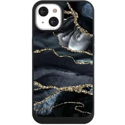 Nivocase Handyhülle für Apple iPhone 13 Hülle NIVOpure Case Schwarz Glitzer Look Marmor Trends (Apple iPhone 13), Smartphone Hülle, Schwarz