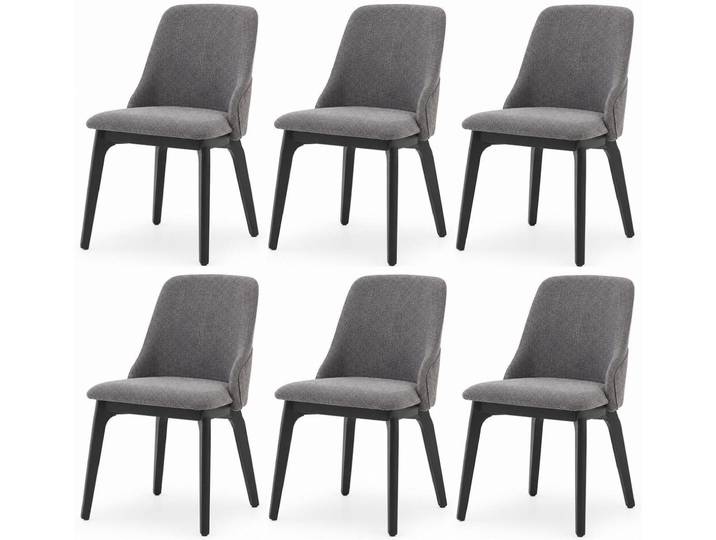 Xlmoebel Sitzgruppe 6er Set Esszimmerstühle Grau Schwarz Stoff Holz Modern Polsterstühle, (6-tlg., 6er-Set)