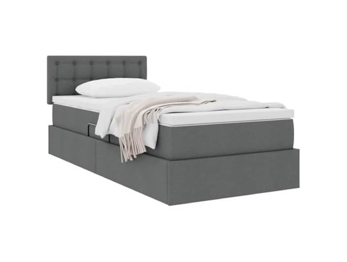 KTHLBRH Boxspringbett 90 x 190 dunkelgrau mit Matratze Hydraulisches Heben, robuster Rahmen, modernes Design, Single