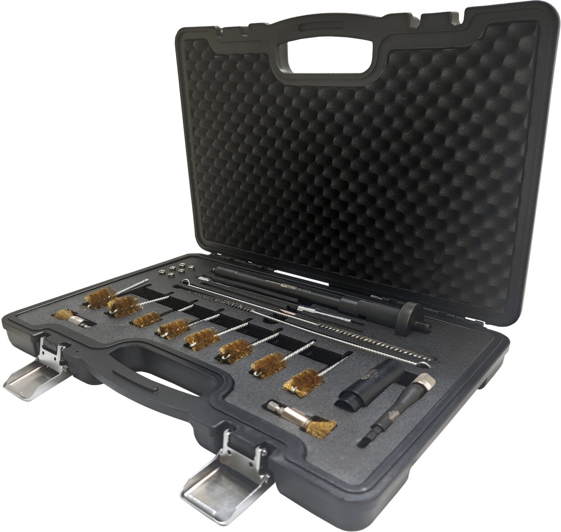 KS Tools Injektorenschacht-Reinigungs-Satz 23-tlg. Stahl Bürsten Schneidwerkzeuge Adapter 150.2990 (152.1370)