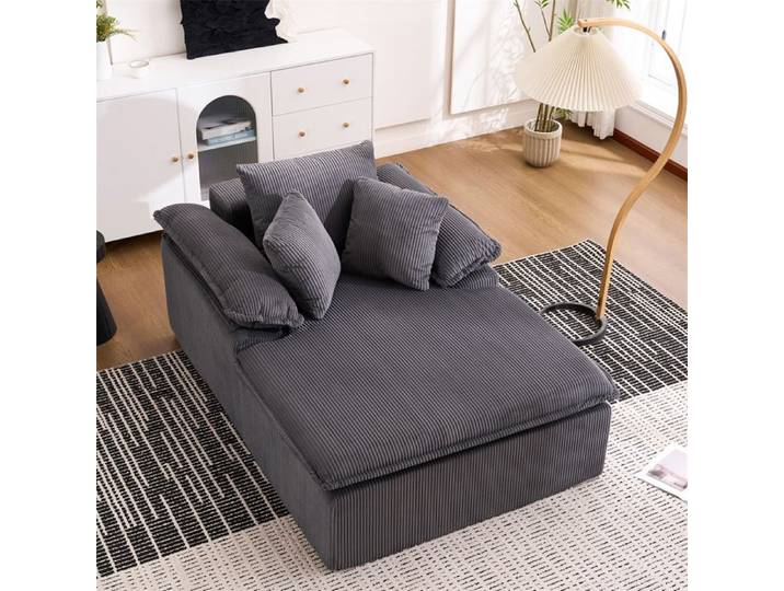 DRIPEX Canapé chaise longue moderne en velours côtelé Gris canapé-lit confortable fauteuil relax sans montage 177×122×92cm