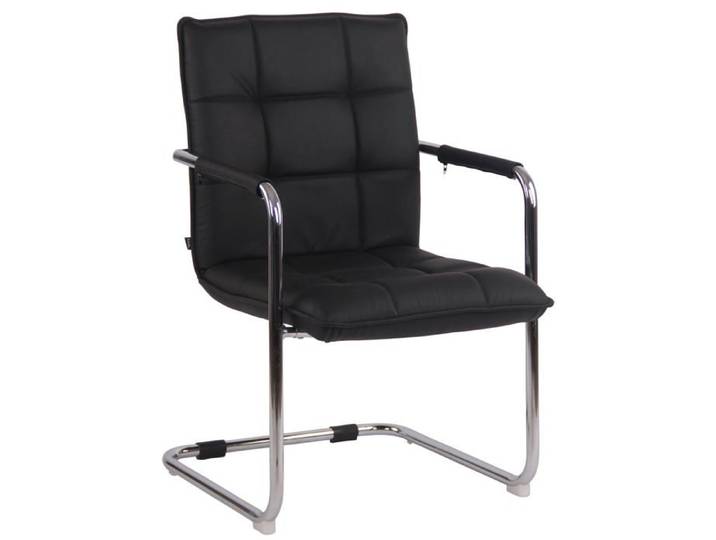 Chaise visiteur fauteuil de bureau sans roulettes en cuir noir cadre metal BUR10473