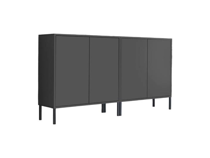 Mid.you Sideboard Mailand Set 2 + MF, Anthrazit, Metall, 6 Fächer, 158x86x33 cm, erweiterbar, stehend, Wohnzimmer, Kommoden & Sideboards, Sideboards