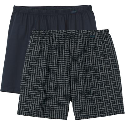 Boxer CALIDA "Prints Benefit", Herren, Gr. S (46/48), 2 Stk., grau, Obermaterial: 100% Baumwolle, unifarben, weit, Unterhosen, mit weichem Bund