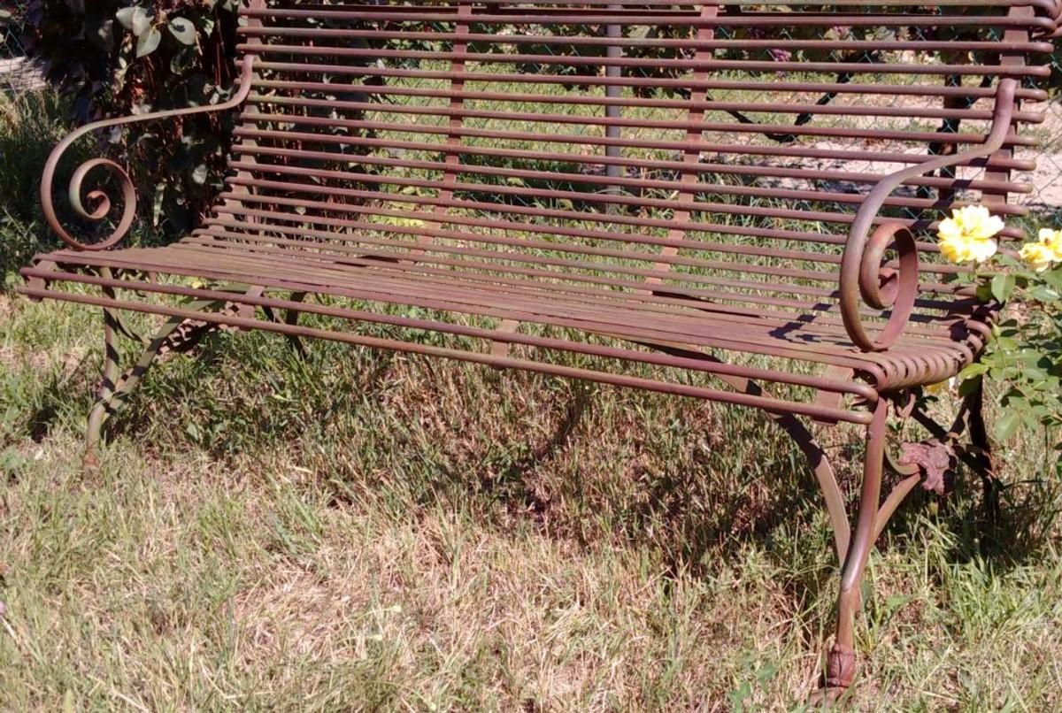 Casa Padrino Schmiedeeisen 3er Gartenbank - Gartenbank mit Klauenbeine