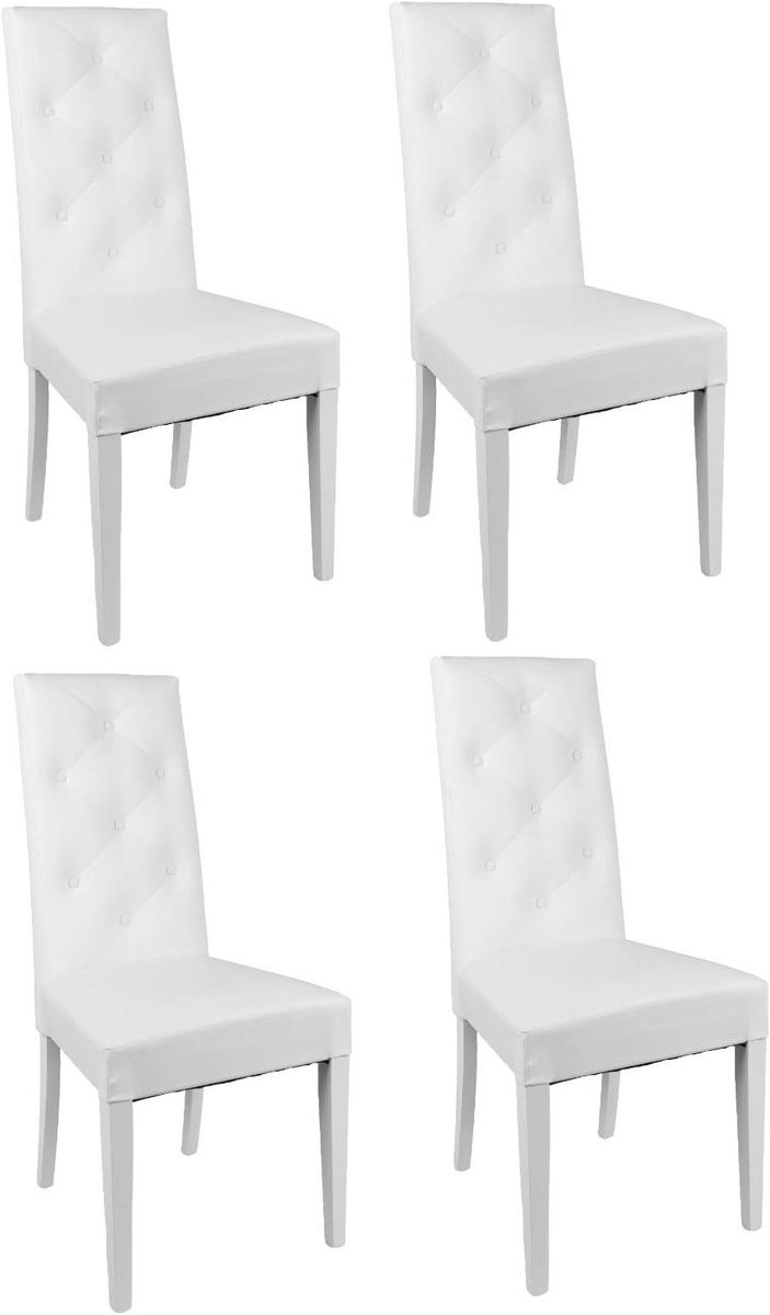 Set van 4 witte eetkamerstoelen