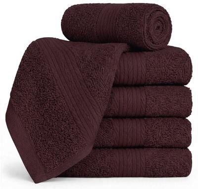 Ample Decor Cotton 600 GSM Absorbent Washcloths 12x12 Inch - 5 Pcs