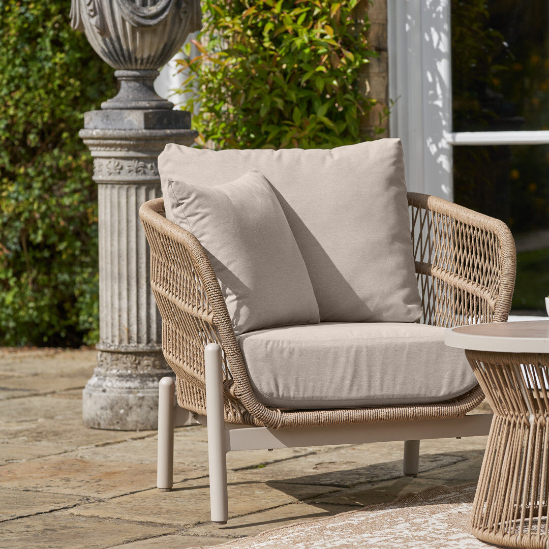 August Grove Aris Outdoor Lounge Chair Beige;Brown 75cm H X 80cm W X 80cm D