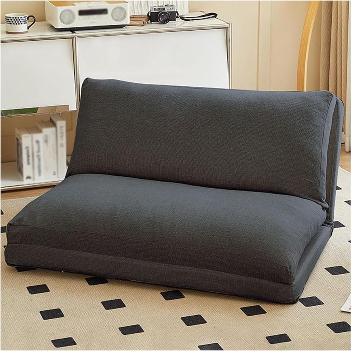 Zitzak Sofa Stoel - Opvouwbare Vloermatras met Extra Dikke Schuimvulling - Beige - 60 cm