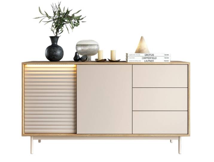 Compleo Kommode im skandinavischen Stil, Kommode mit 3 Schubladen LAMI