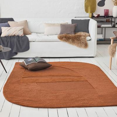 Teppich WECON HOME "Dodo", braun (lehm braun), B:70cm H:10mm L:140cm, Schurwolle, Teppiche, Teppich, Wollteppich, asymmetrisch, hochwertig, handgetuftet, robust, modern