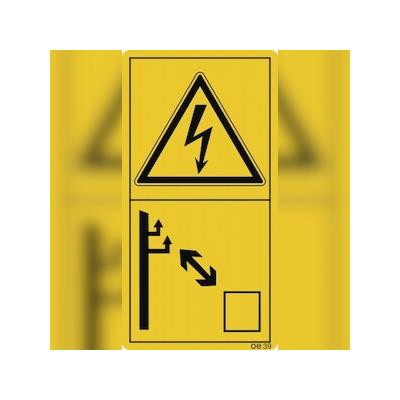 Ausreichenden Abstand zu elektrischen ..., Folie, 50x96 mm, 10 Stück/Bogen
