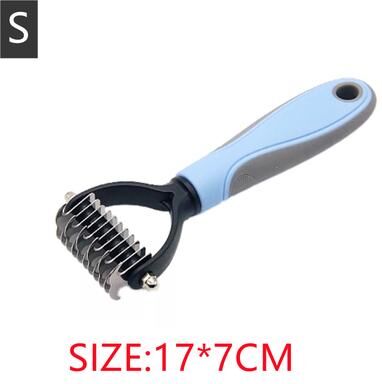 Fusion Finds Gentle Undercoat Rake Dual Sided Pet Grooming Brush & Cat Hair Removal Comb blue s