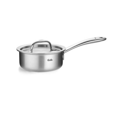 Kasserolle FISSLER "M5 Pro-Ply Stielkasserolle mit Metalldeckel", silber (silberfarben), B:18,5cm H:9cm L:37cm Ø:16cm, Töpfe, Kasserolle, Kompakte Stielkasserolle mit Pro-Ply™ Technologie und Metalldeckel