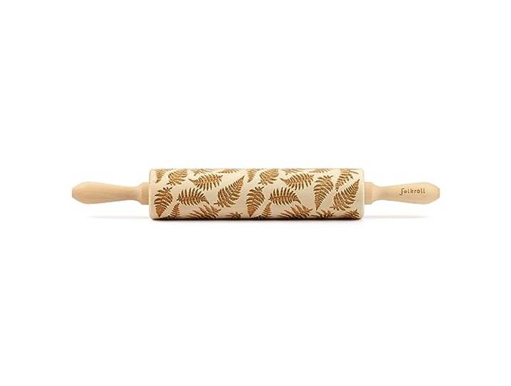 Folkroll Teigrolle Farn, groß, 43 cm, Nudelholz, Prägerolle, Muster, Motiv, Rolle, Buchenholz, 337042