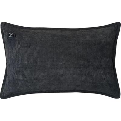 Kabelloses Heizkissen mit Akku (10.000mAh) - Chenille Schwarz - Wärmekissen 50x30cm inkl. 2,5m USB-Kabel