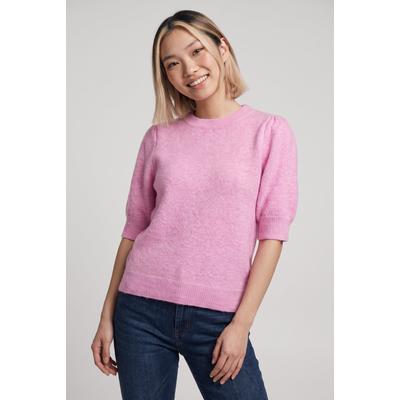 Strickpullover ONLY "ONLRICA LIFE 2/4 PULLOVER KNT NOOS", Damen, Gr. M, pink (begonia pink detail:melange), Strick, Obermaterial: 93% Polyester, 4% Nylon, 3% Elasthan, meliert, regular fit hüftlang, Rundhals, Rippbündchen, Pullover Strickpullover,...