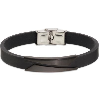 Armband BRUNO BANANI "Edelstahl-Kautschukarmband schwarz und gelbgoldfarben", edelstahlfarben, schwarz, Armbänder, Damen, 20,5cm, Edelstahl Kautschuk, Edelstahl, Kautschuk, Armband