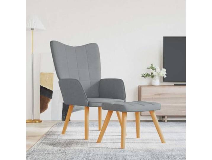 HEFZGDB Relaxsessel mit Hocker Hellgrau Stoff Moderner Wohnzimmersessel mit Fußhocker und Stahlrahmen Bequeme Polsterung für optimalen Sitzkomfort Langlebiges Design Quadratische
