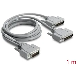 Delock Adapter Y-Kabel Seriell RS-232 LFH D-Sub HD 60 Pin Stecker zu 2 x D-Sub 25 Stecker 1 m grau (1 m), Schnittstellenkabel
