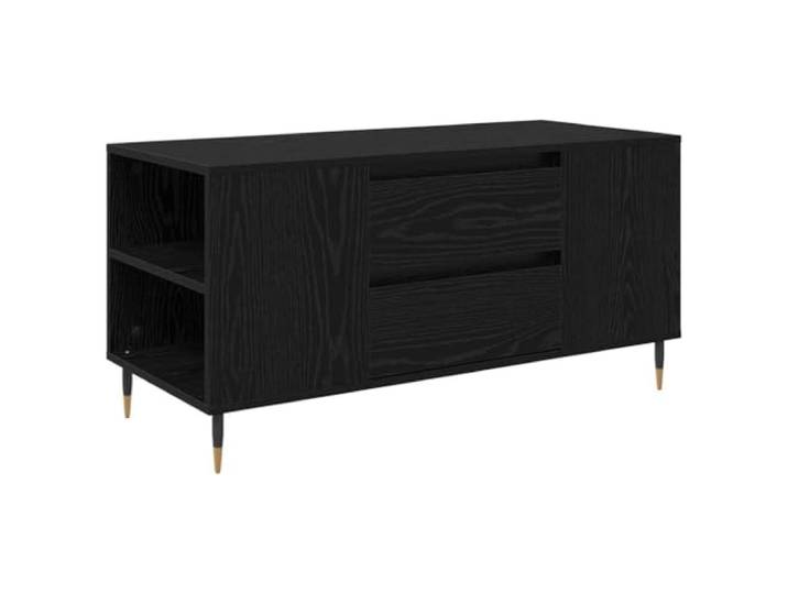 IBUQDDV Couchtisch Schwarz Eichen-Optik 102 x 44,5 x 50 cm Holzwerkstoff, Regale, Schubladensystem, Wohnzimmer, Deko-Ablage, einfache Pflege, robuster Alltagsgebrauch