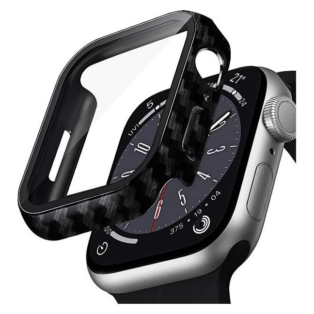 Crong Hybrid-Uhrengehäuse - Apple Watch 44 mm Glasgehäuse (Carbon) (CRG-44HS-CRB)