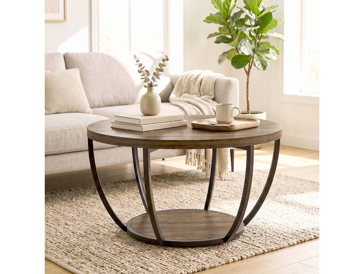 HOMCOM Table Basse 2 Niveaux 80x80x43,8cm Salon Marron Noir