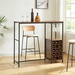 Bartisch Trøndelag 120x40x105 cm mit Weinregal für 15 Flaschen [en.casa]