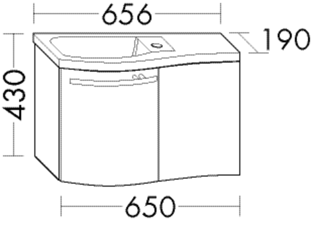 Burgbad Mineralguss-Waschtisch+Waschtischunterschrank Sinea Hochglanz Trend- oder RAL-Farbe WTU065ERF5270C0001