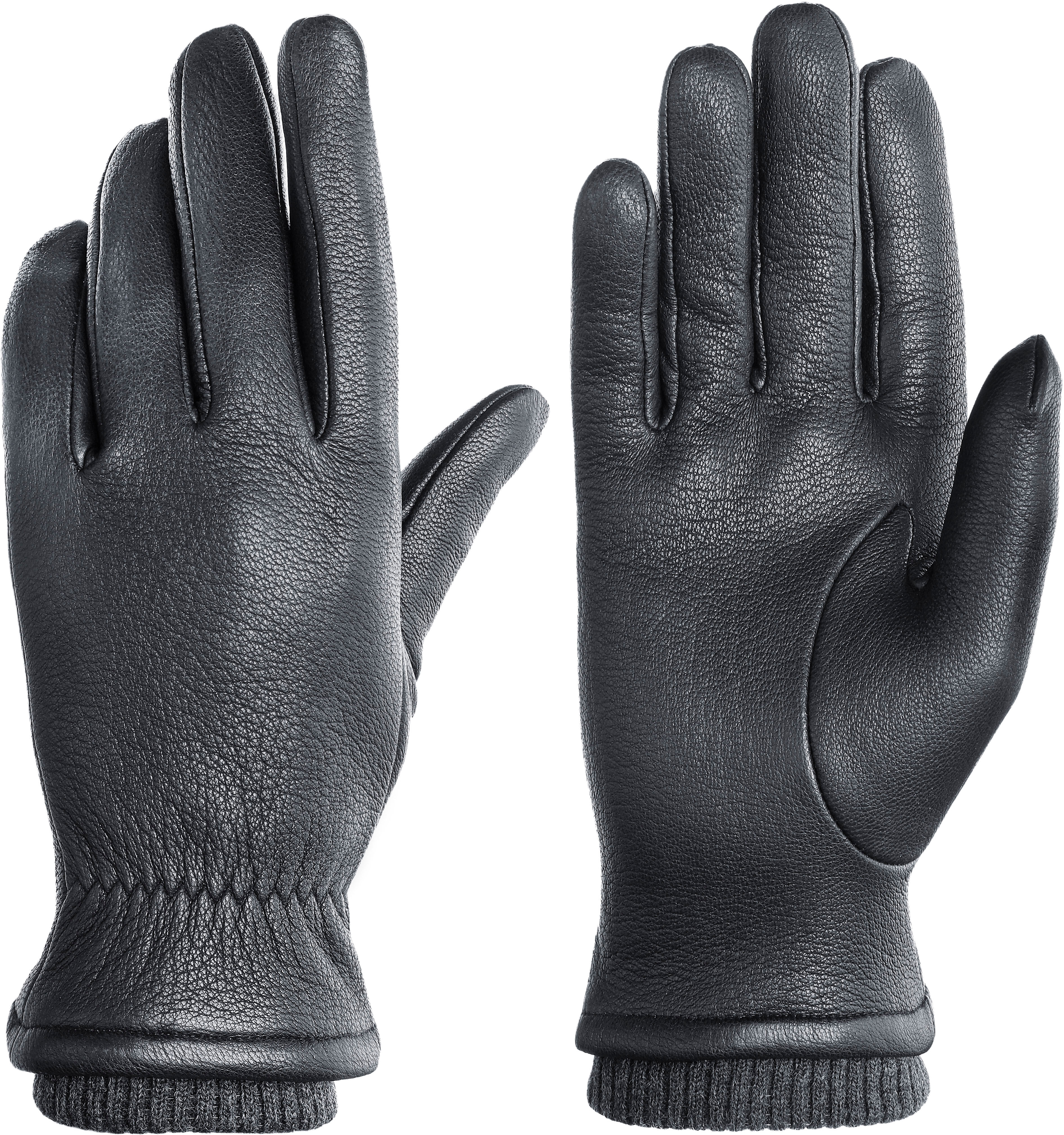 Lederhandschuhe PEARLWOOD, Herren, Gr. 7.5, schwarz, Ziegenleder, meliert, unifarben, Handschuhe Lederhandschuhe, mit weichem Innenfutter schwarz 7.5