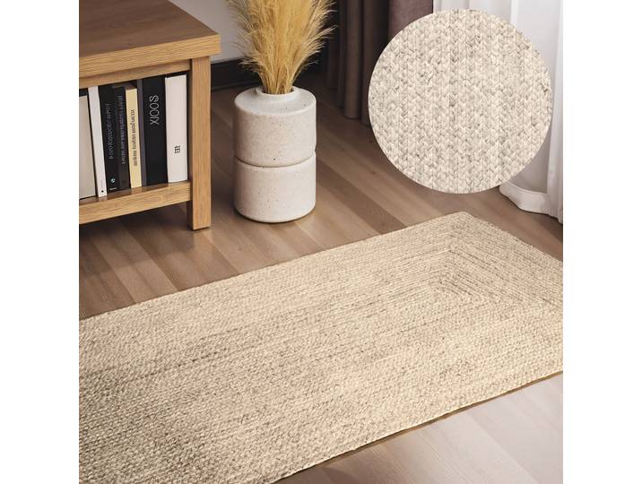 Teppich HANSE HOME Juteteppich Teppich Juno , reinweiß, B:80cm H:9mm L:150cm, Jute, Teppiche, Teppich, Jute, Shape, Handgemacht, Wohnzimmerteppich, Naturteppich, Wohnzimmer