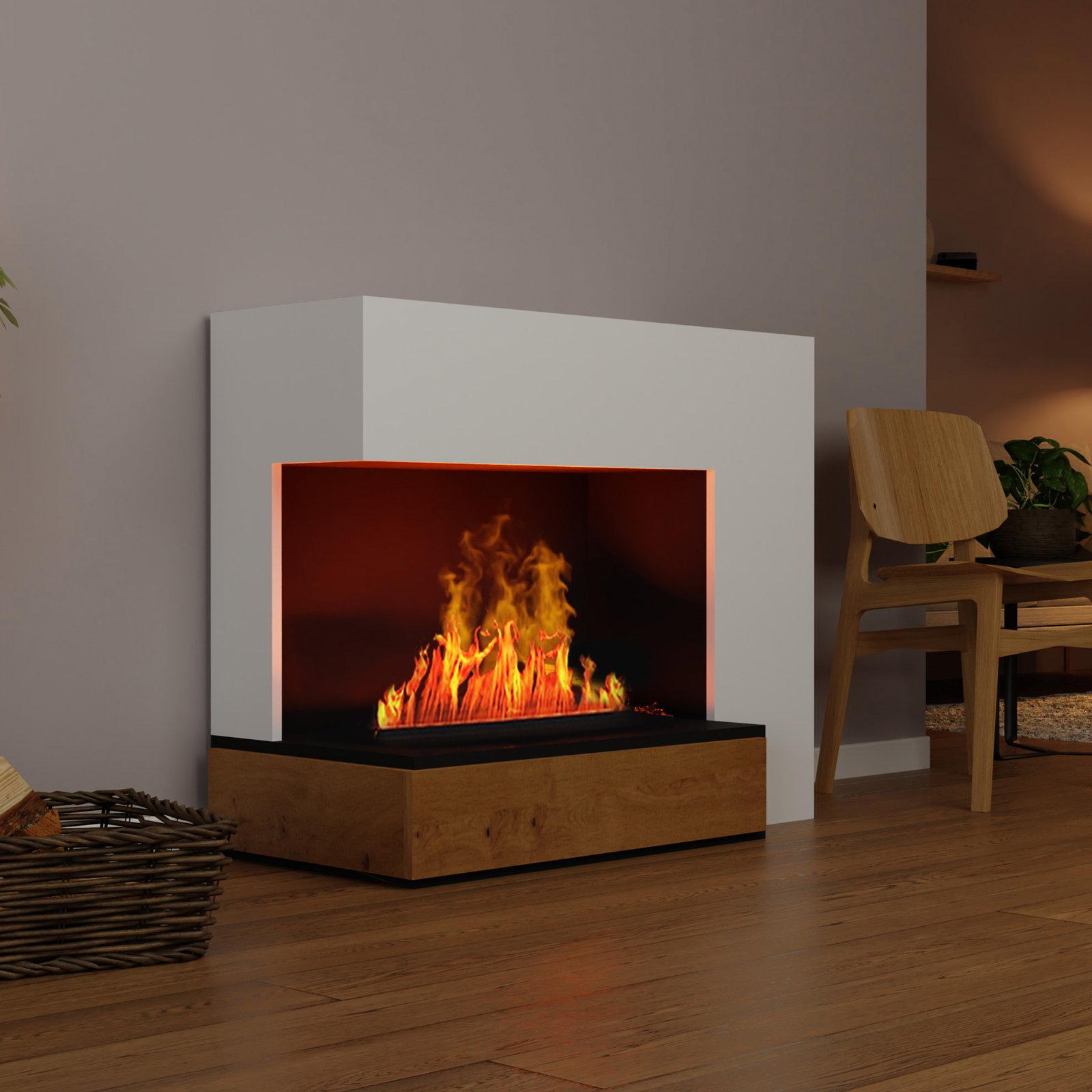 GLOW FIRE Elektrokamin 'Planck' | Wasserdampf Kamin mit OMC 500 ohne Holz in weiß Linksoffen | HxBxT: 109x90x53cm
