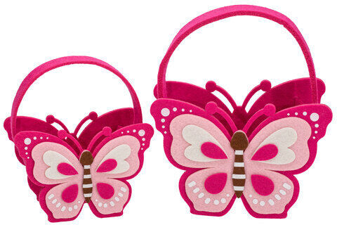 Filz-Körbchen "Schmetterling", pink, 2 Stück