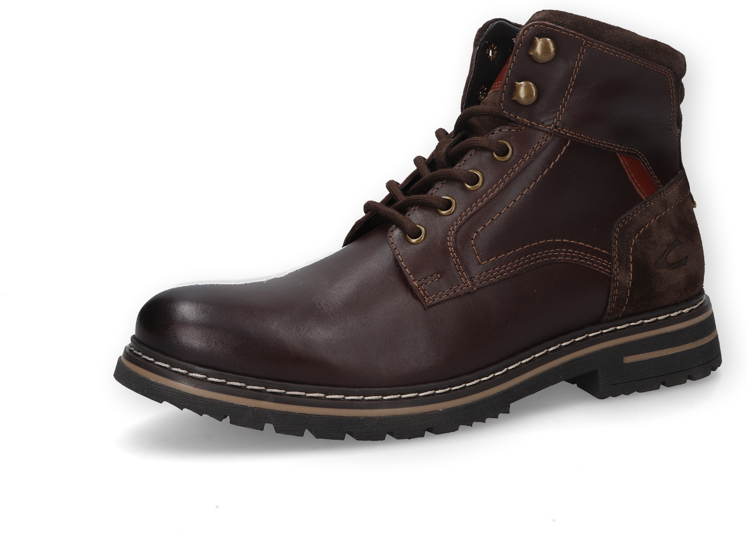 Schnürboots CAMEL ACTIVE, Herren, Gr. 42, Leder Textil, braun (schoko, natur), Schuhe Schnürboots, Schnürstiefel, Boots mit Ziernähte