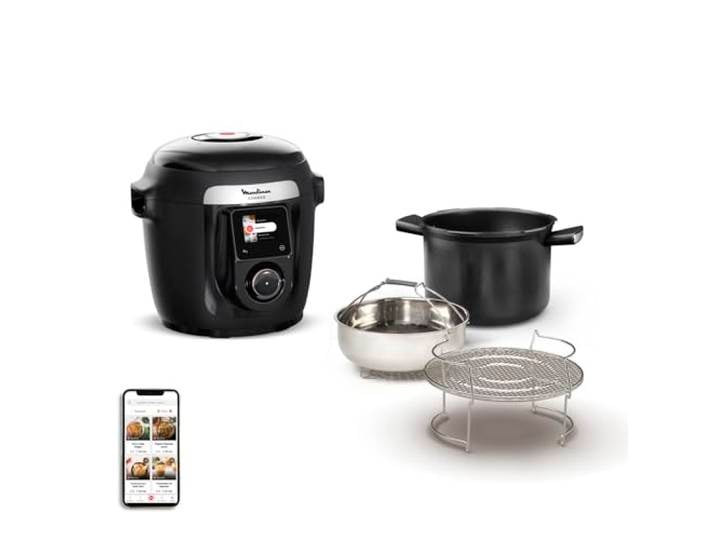 Moulinex Cookeo Wi-Fi 10-in-1 Multicooker 10-in-1 Multicooker 10 Kochmodi Druckkochen, detaillierte Schritte, CE96G810, Schwarz