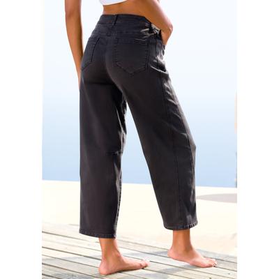 Ankle-Jeans BUFFALO "in modischem Barrel-Stil", Damen, Gr. 42, N-Gr, schwarz washed, Denim/Jeans, Obermaterial: 98% Baumwolle, 2% Elasthan, figurumspielend knöchelfrei, Jeans, in angesagter Barrel-Form, lockeres Bein, bequem, Topseller