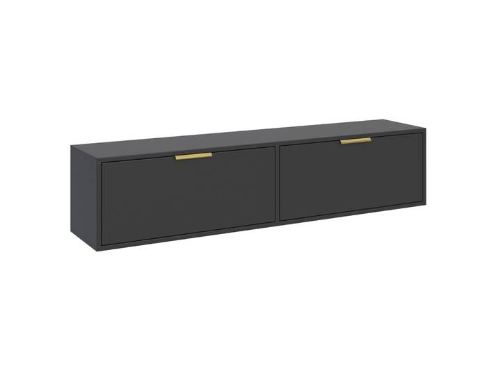 Hängender TV-Schrank Vena mit zwei Klappen, 140 cm, schwarz