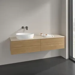 Villeroy und Boch Antao Waschtisch-Unterschrank L26013HN 160x36x50cm, Waschbeckenplattenfarbe botticino, honey oak, mit Beleuchtung