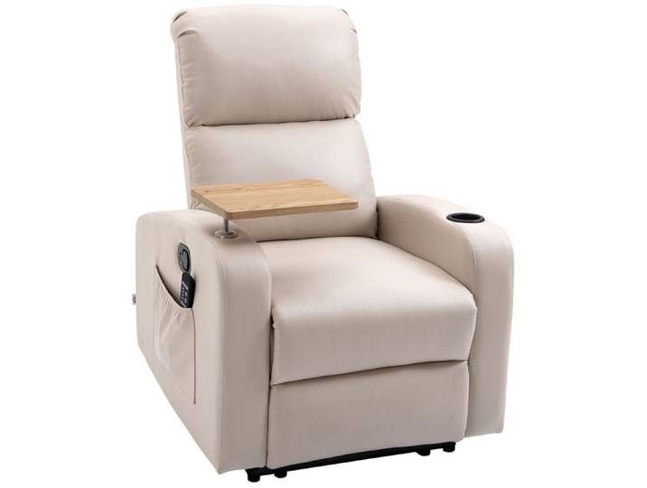 HOMCOM - Fauteuil relaxant massant - Tissu en microfibre - 77x93x105cm - Beige
