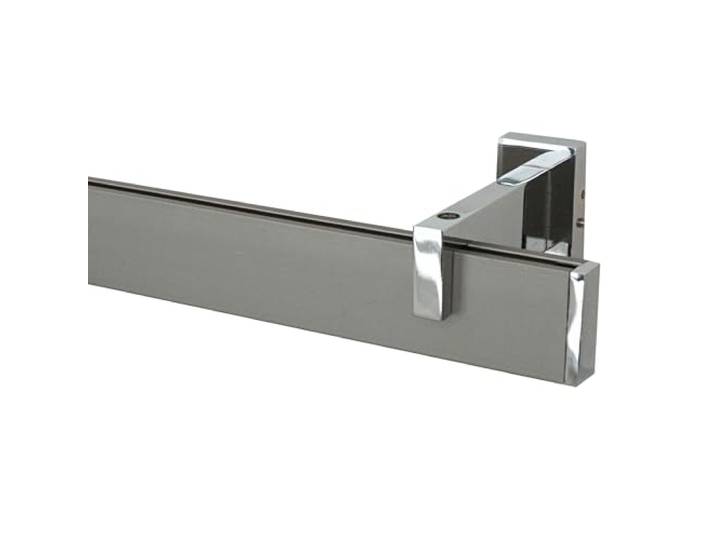 Garesa Gardinenstange Flat 40 x 15mm, 1-läufig, Profil vernickelt/Zubehör verchromt I Vorhangstange inkl. Gleiter I Mit Endknopf Kappe I Wandmontage I 380cm
