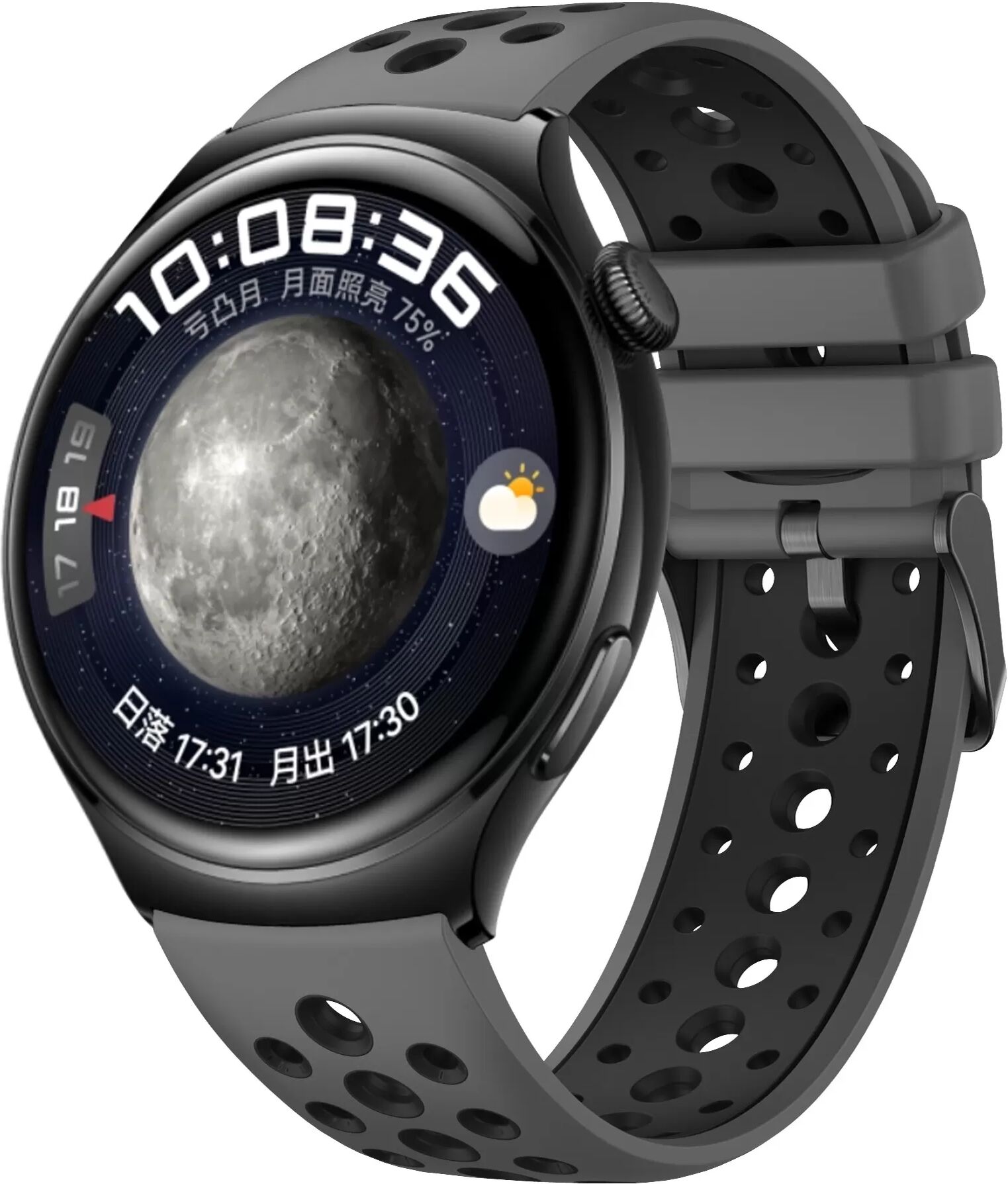 INF Silikon Uhrenarmband kompatibel mit Huawei, sportliches Design, weich und atmungsaktiv, sicherer Verschluss M Dunkelgrau