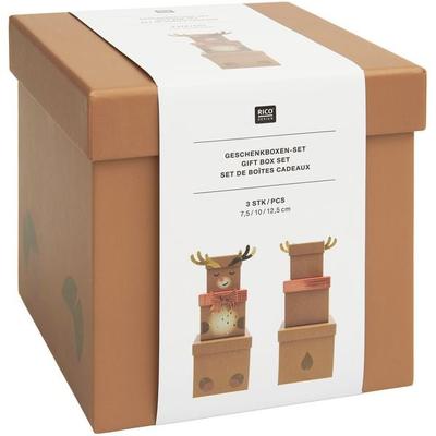 Geschenkboxen-Set Rentier, RECYCLED