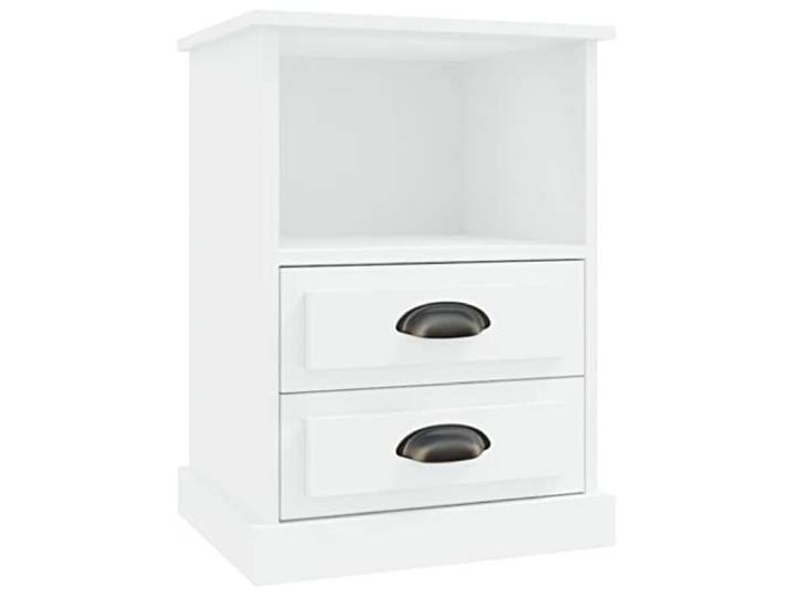 LMTYOENFG Nachttisch Weiß, Beistelltisch mit 2 Schubladen 43x36x60 cm Kompakte Nachtkonsole fürs Schlafzimmer mit 2 Schubfächern und offenem Ablagefach für strukturierte Aufbewahrung.