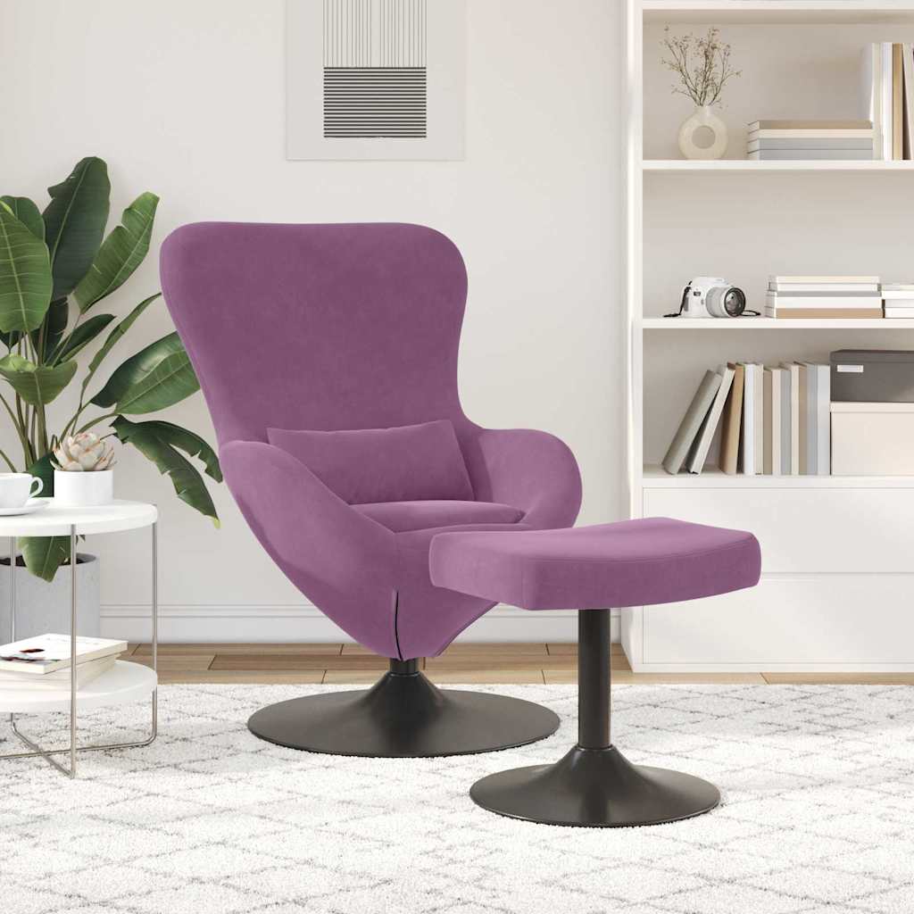 vidaXL Chaise Œuf avec Pouf Violet Velours
