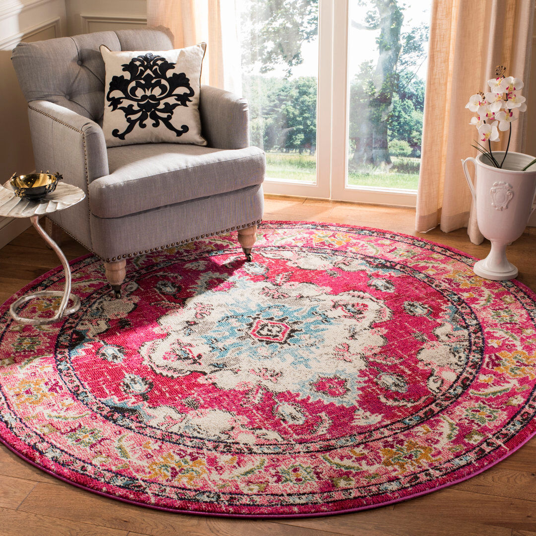 Latitude Vive Tekamah Oriental Area Rug Pink Round 201 cm